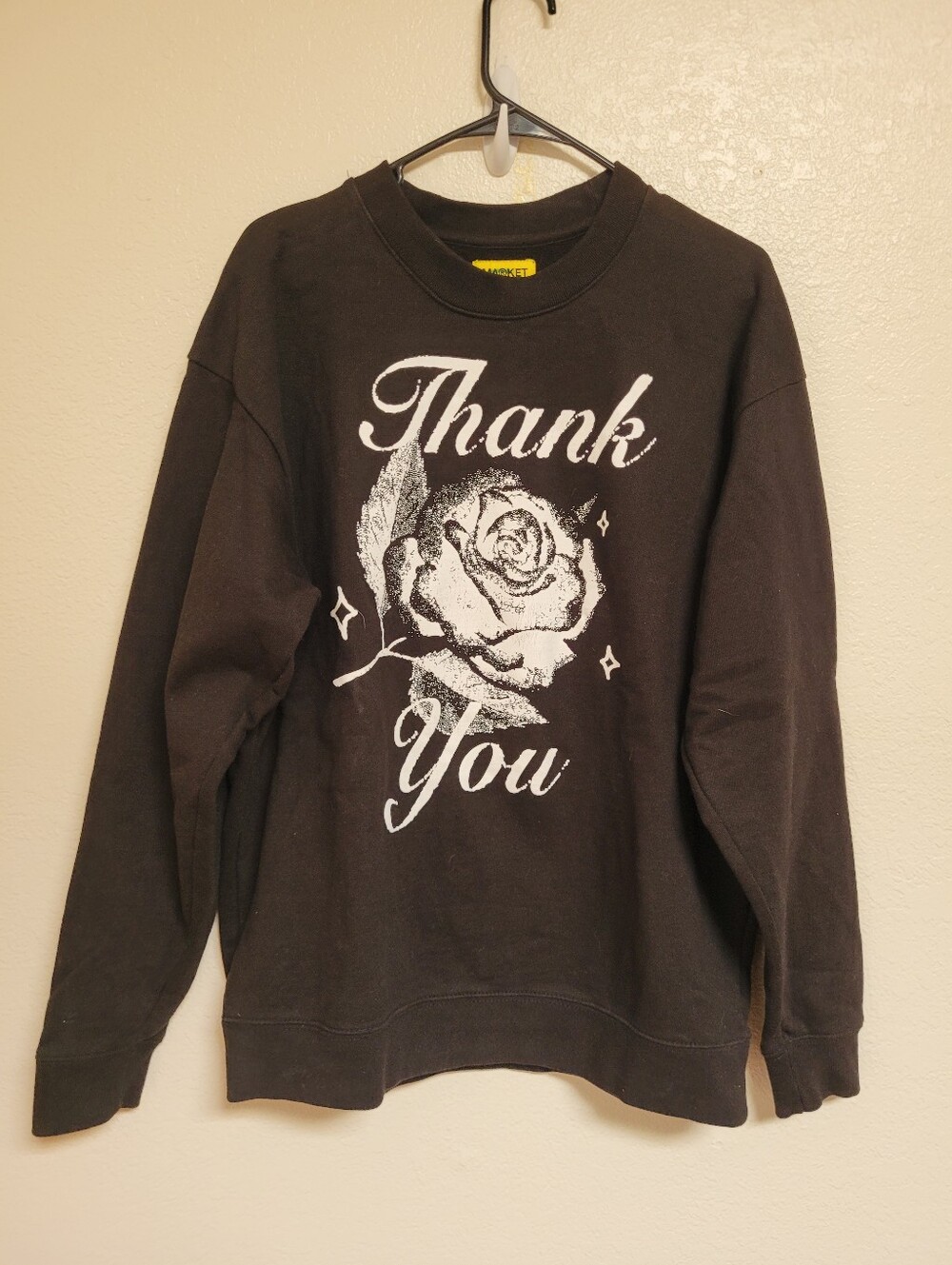 Market Studios Black "Thank You" Rose Graphic Sweatshirt